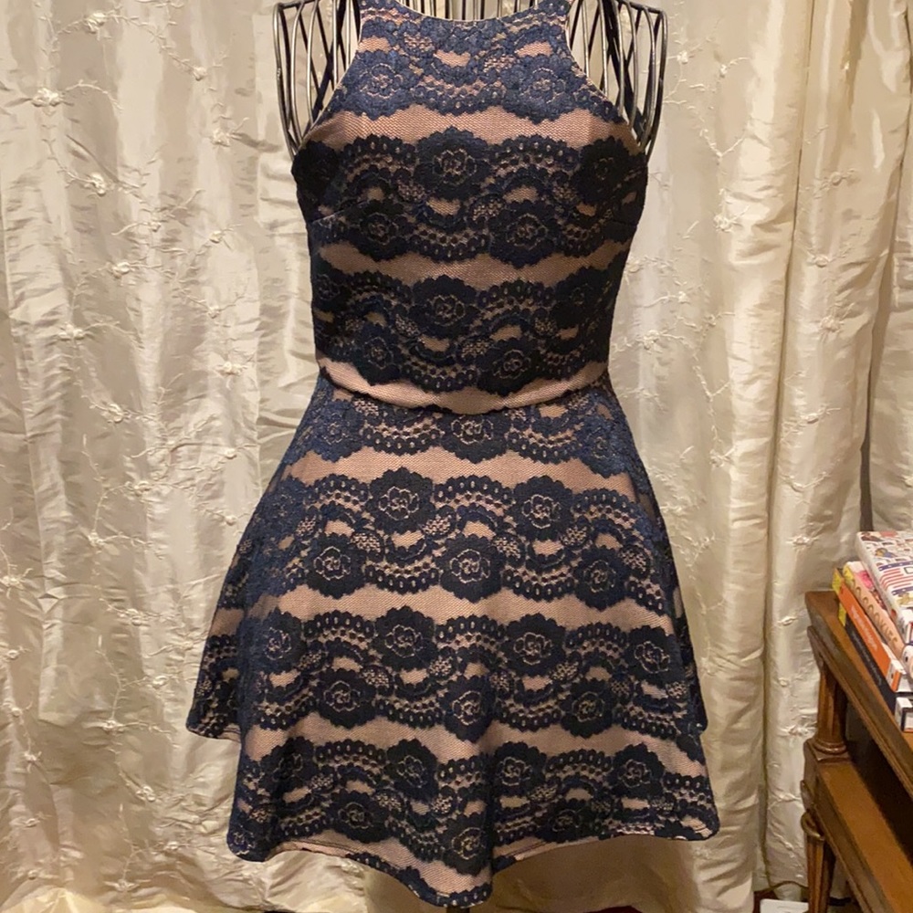 ~Sage~ Blue Laced Halter Minidress